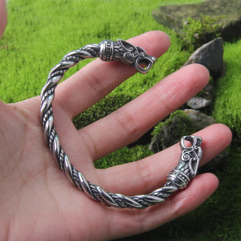 Never Fade Nordic Viking Norse Dragon Scandinavian Bracelet Men Wristband Cuff Bracelets stainless steel with gift bag