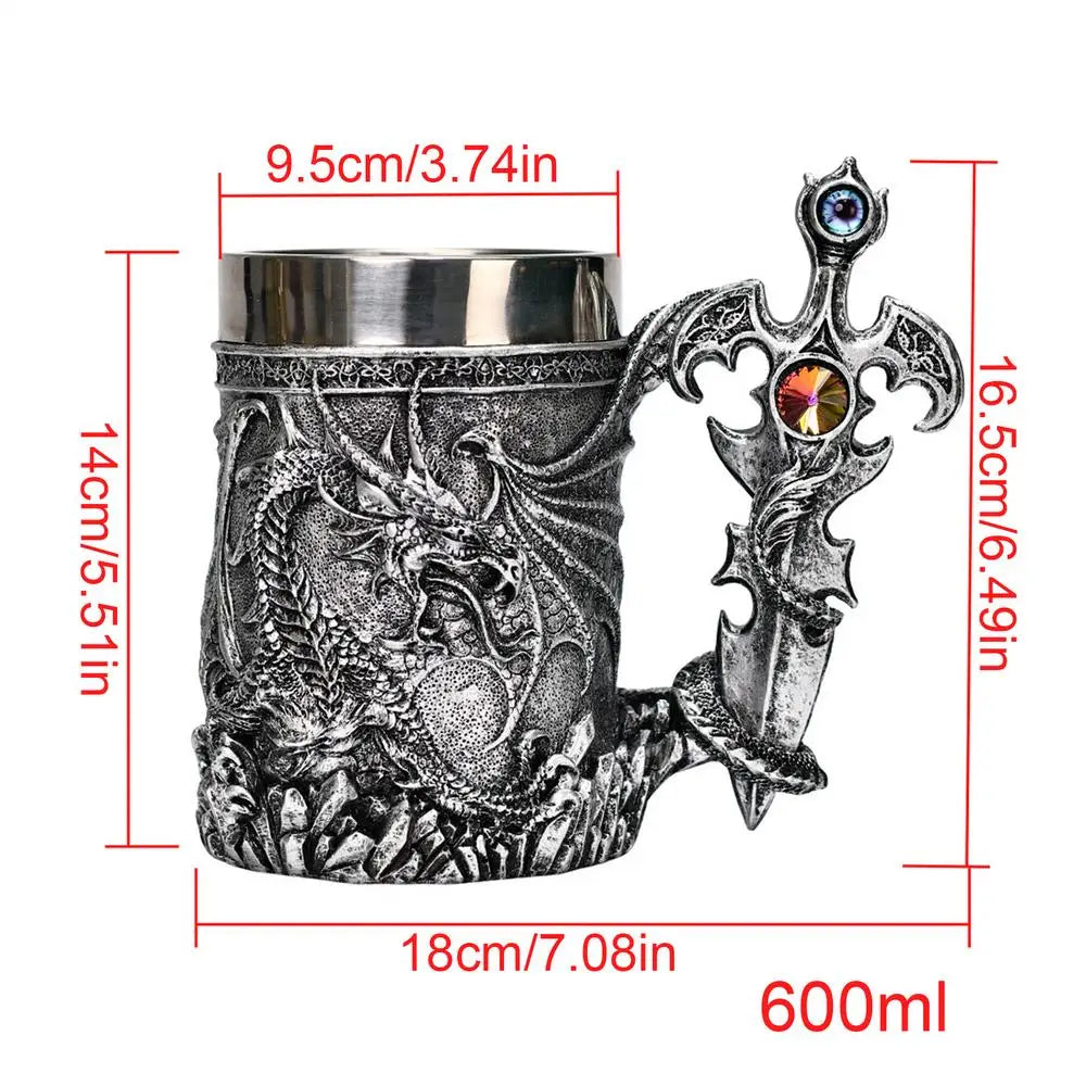600ml Medieval Dragon Mug Medieval Viking Dragon Beer Mug Large Capacity Barrel Mug Vintage Coffee Mug Viking Tea Mug Water cup