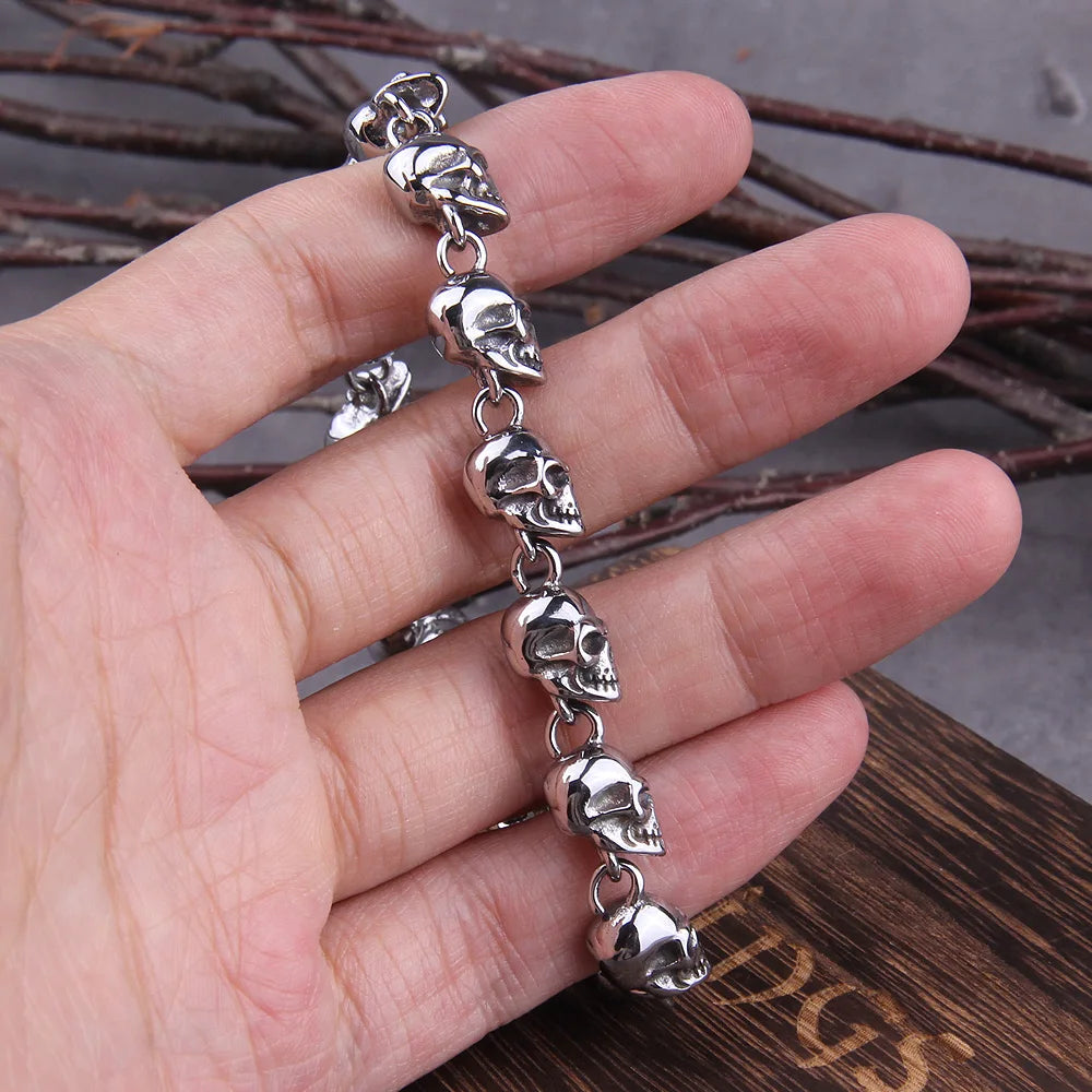 Gun Black Stainless Steel Skull Bracelet