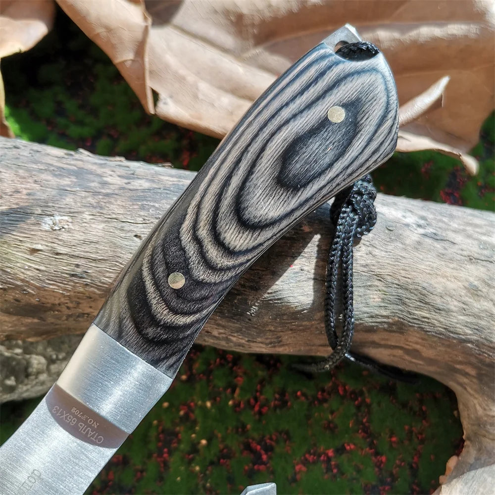 Wooden Handle Stainless Steel Blade Camping Hunting Survival Axe - Compact and Comfortable Jungle Tactical Tool