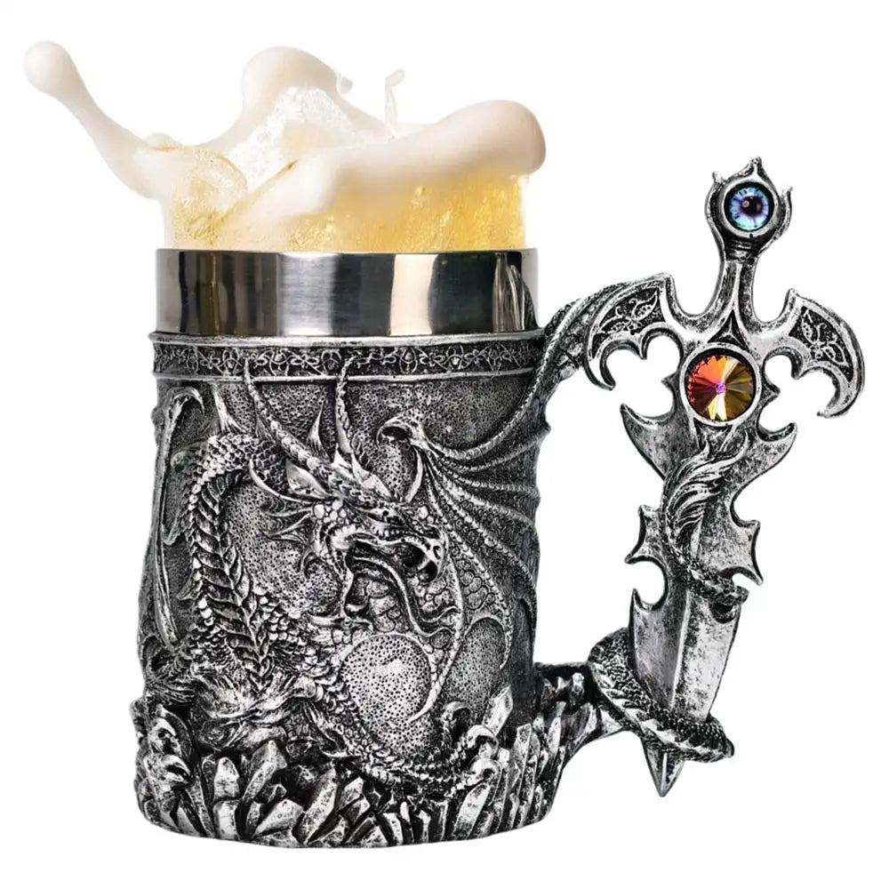 600ml Medieval Dragon Mug Medieval Viking Dragon Beer Mug Large Capacity Barrel Mug Vintage Coffee Mug Viking Tea Mug Water cup