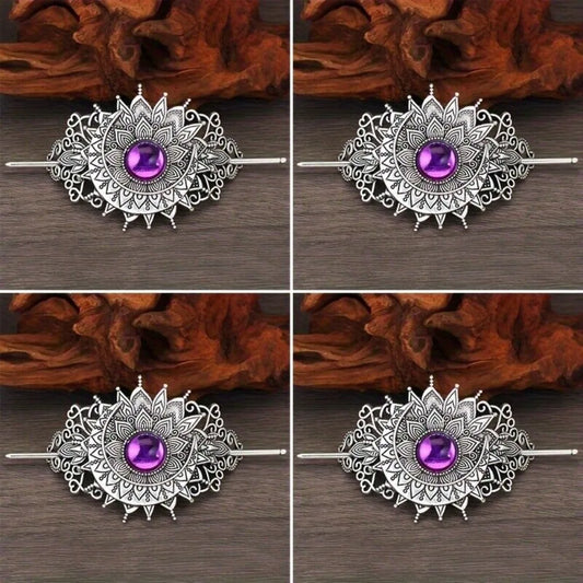 4PCS Triple Moon Celtic Knot Hair Clip Vintage Hollow Moon Hair Clip Barrette Jewelry for Women