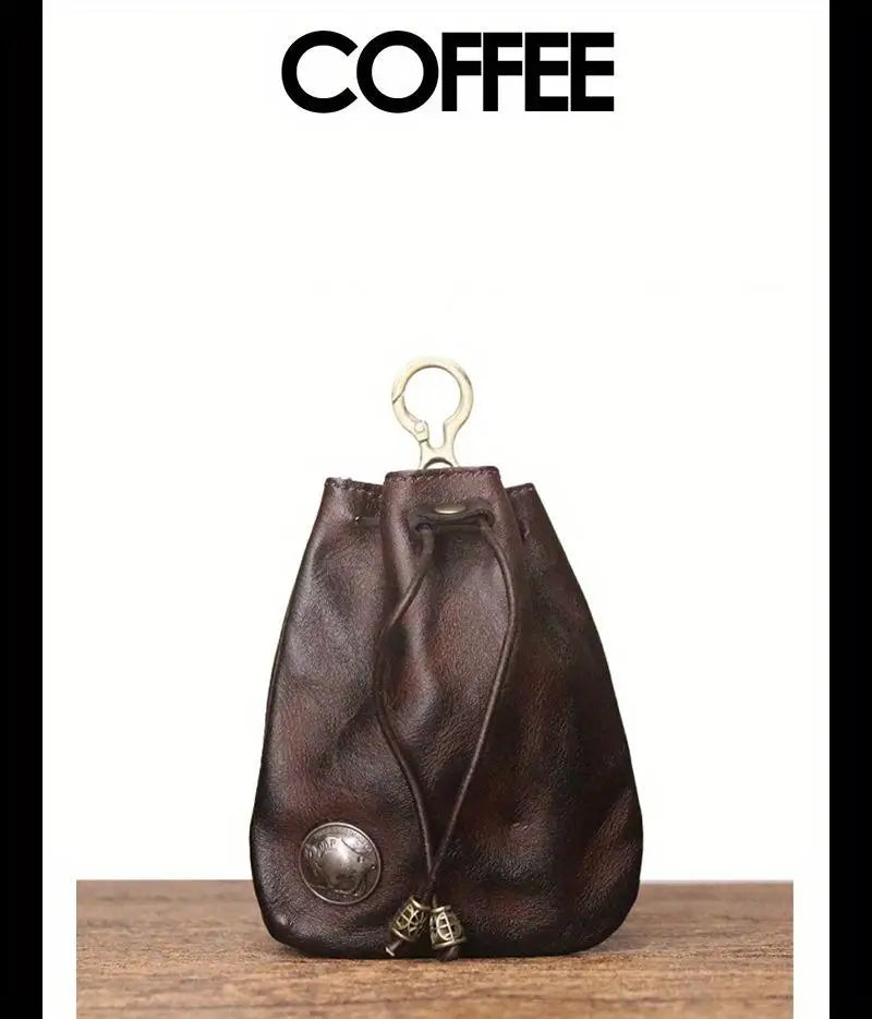 1pc viking sporran mini Soft Retro style Handcrafted Genuine Cowhide Change Holder Pouch Coin Purse Keychain for men and women