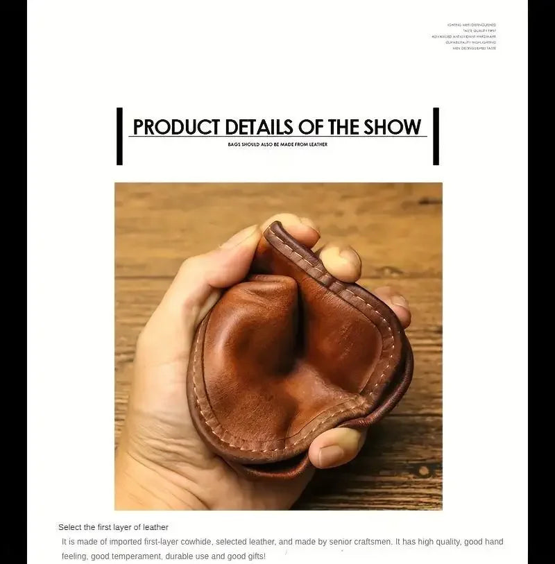 1pc Viking Sporran Retro Style Handcrafted Leather Genuine Cowhid Card Wallet Card Case Pouch Coin Purse Wallet