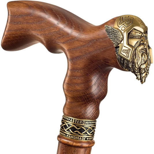 Asterom Cane - Handmade Viking Walking Cane - Canes for Men - Wooden, Unique, Cool, Walking Sticks for Men & Seniors (Thor in Ca