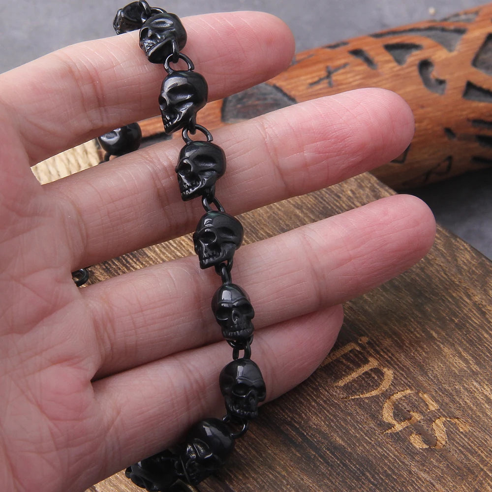 Gun Black Stainless Steel Skull Bracelet