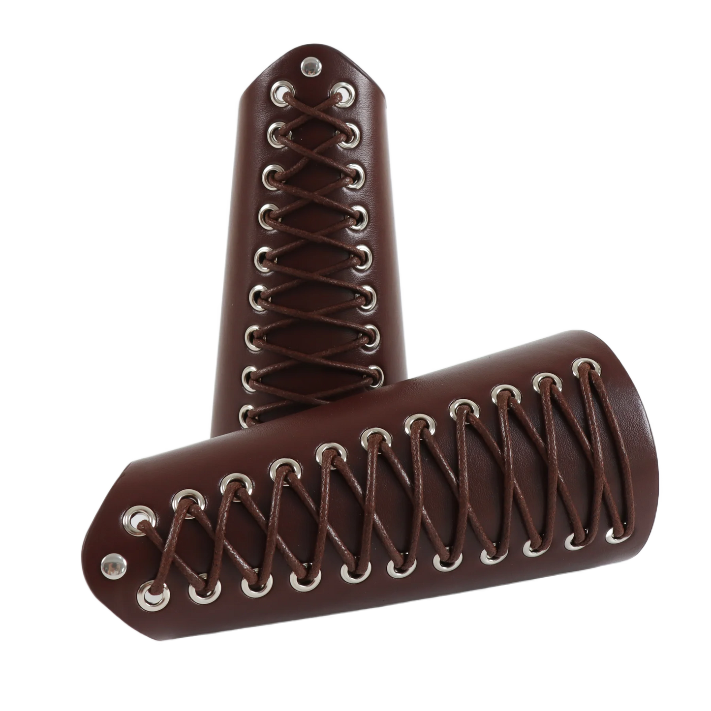 2pcs Black Lace-Up Viking Wristbands PU Leather Medieval Bracer Arm Guards For Renaissance Faire Halloween Cosplay Costume