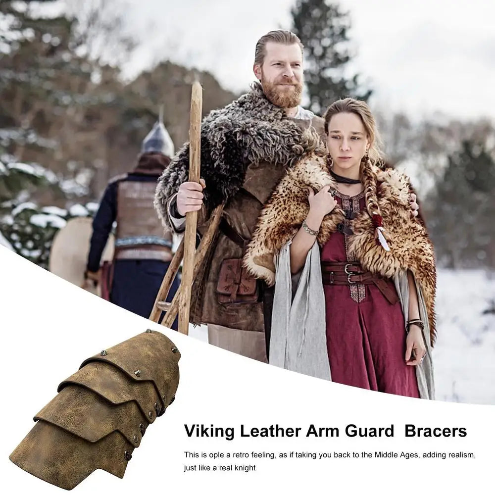 Viking Leather Arm Guards Cosplay Arm Bracers PU Leather Costume Bracer Viking Bracers Cosplay Arm Bracers For Historical