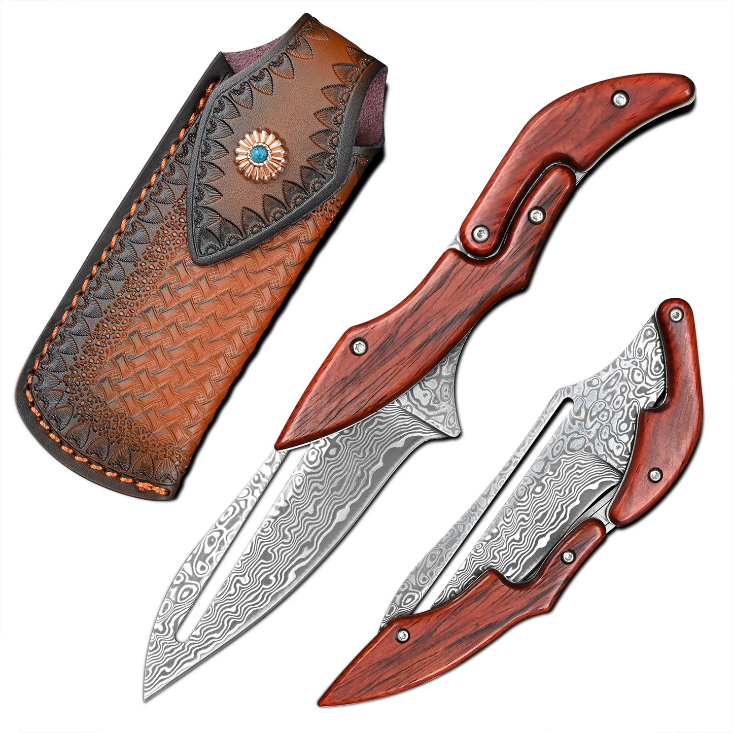 VG10 Damascus Knives Tactical Hunting Mechanical Folding Knife Fixed Blade Outdoor Camping Survival EDC Pocket Defense Tools