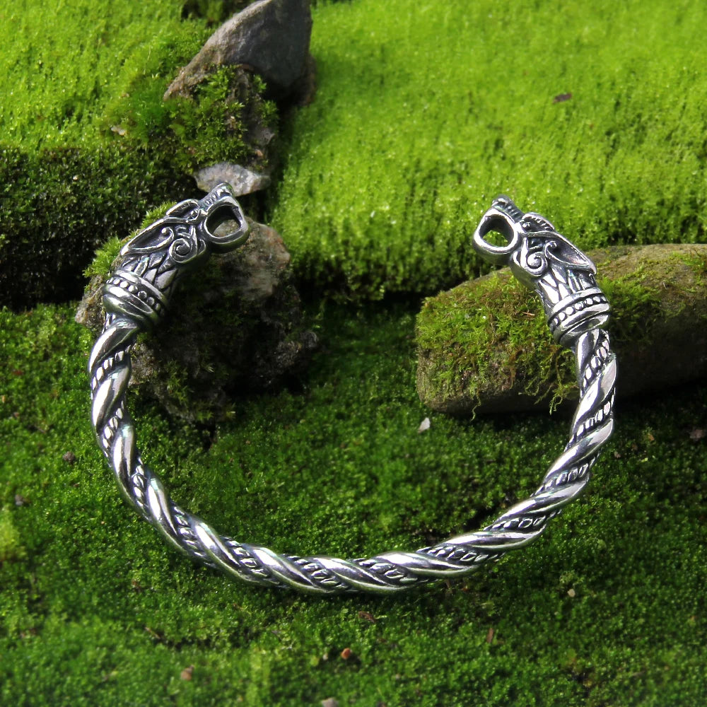 Never Fade Nordic Viking Norse Dragon Scandinavian Bracelet Men Wristband Cuff Bracelets stainless steel with gift bag