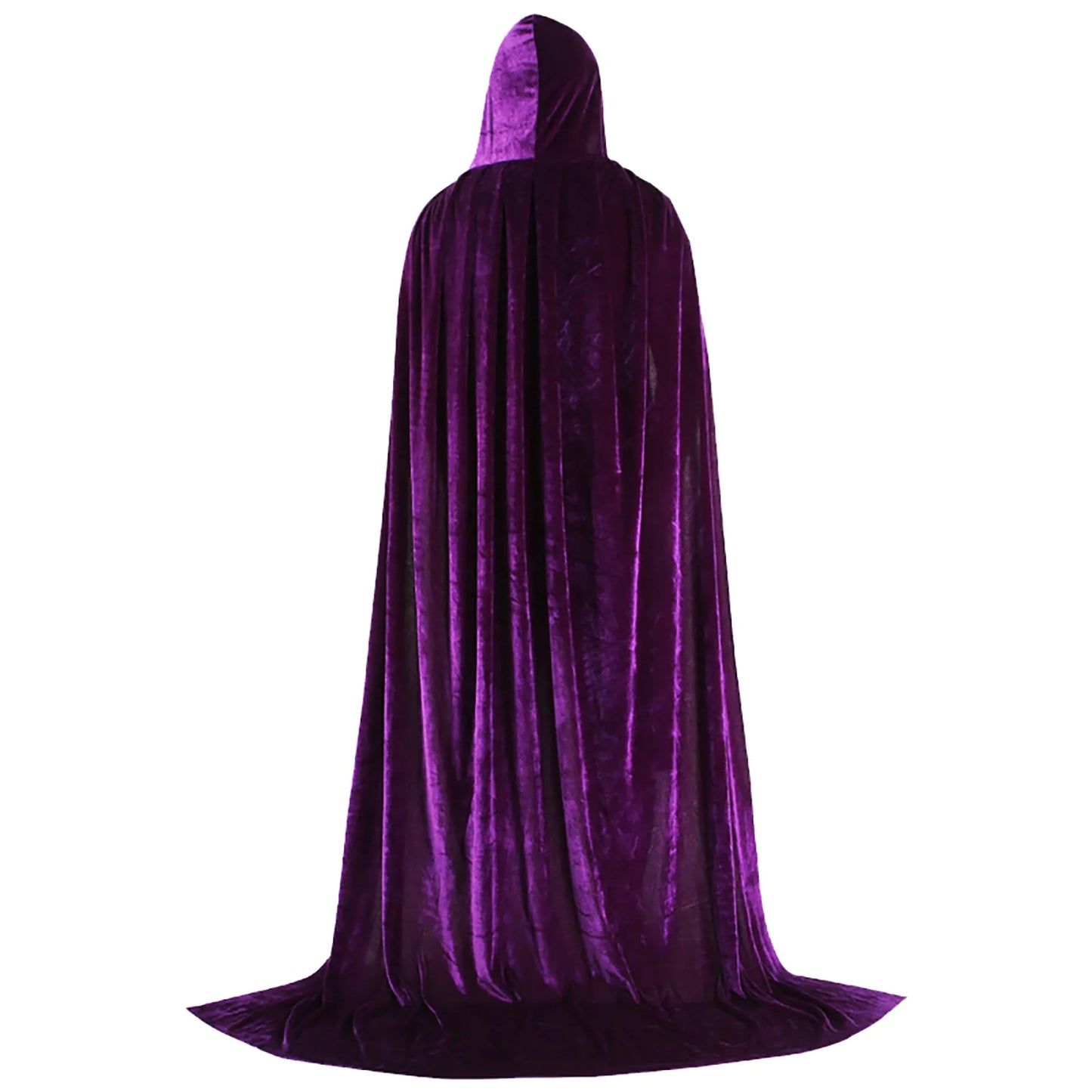 Medieval Hooded Cloak Unisex Multiple Sizes Solid Color Velvet Halloween Witch Cape Vintage Holiday Party Stage Long Poncho