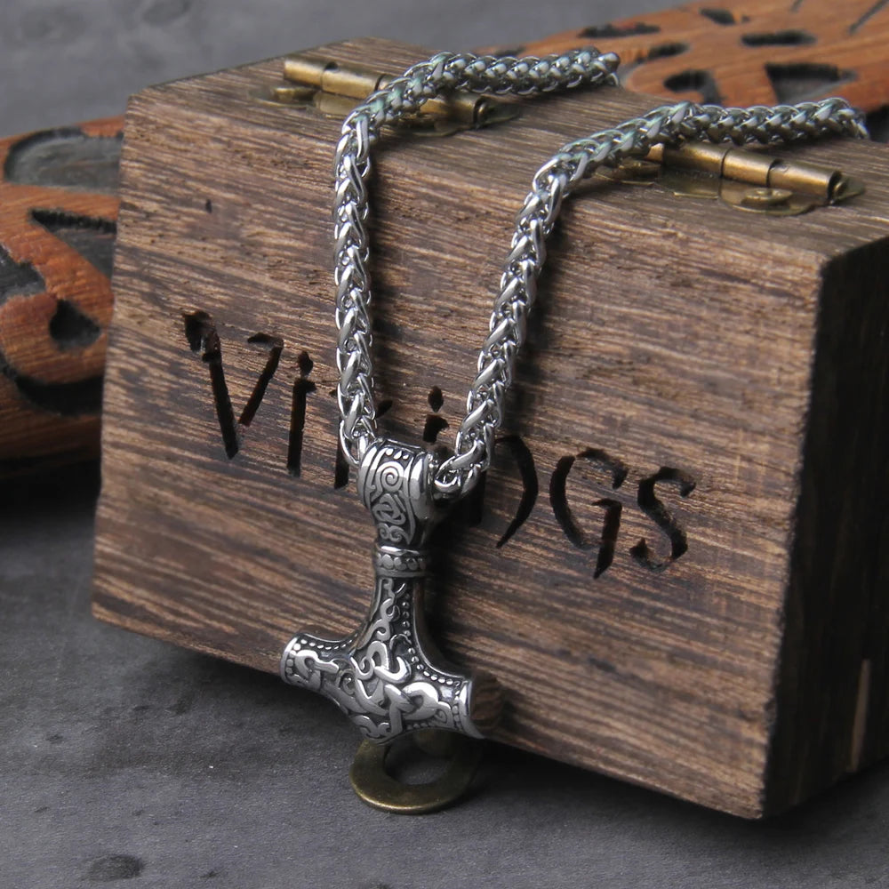 Stainless Steel Small Thor's Hammer Viking Necklace