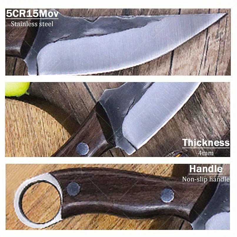 2PCS Kitchen Utility Butcher High Carbon Steel Stainless Steel Cleavers Meat Boning Slicing Chef Knives