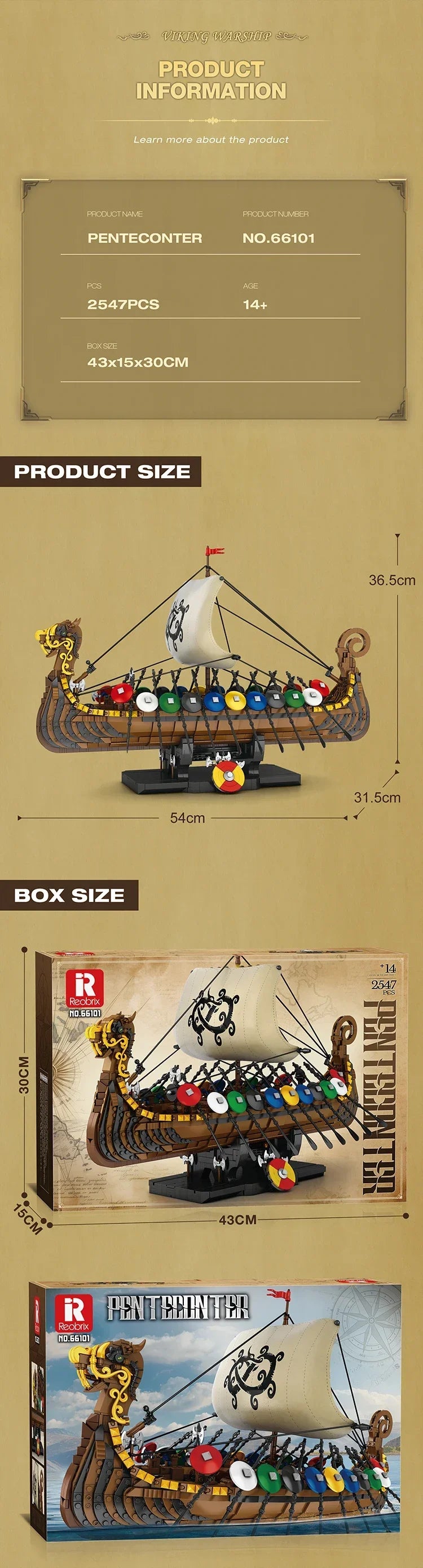 2547PCS Viking Warship Building Blocks Pirate Keelboat Model Bricks Desktop Collection Decoration Diy Toy For Kids Holiday Gifts