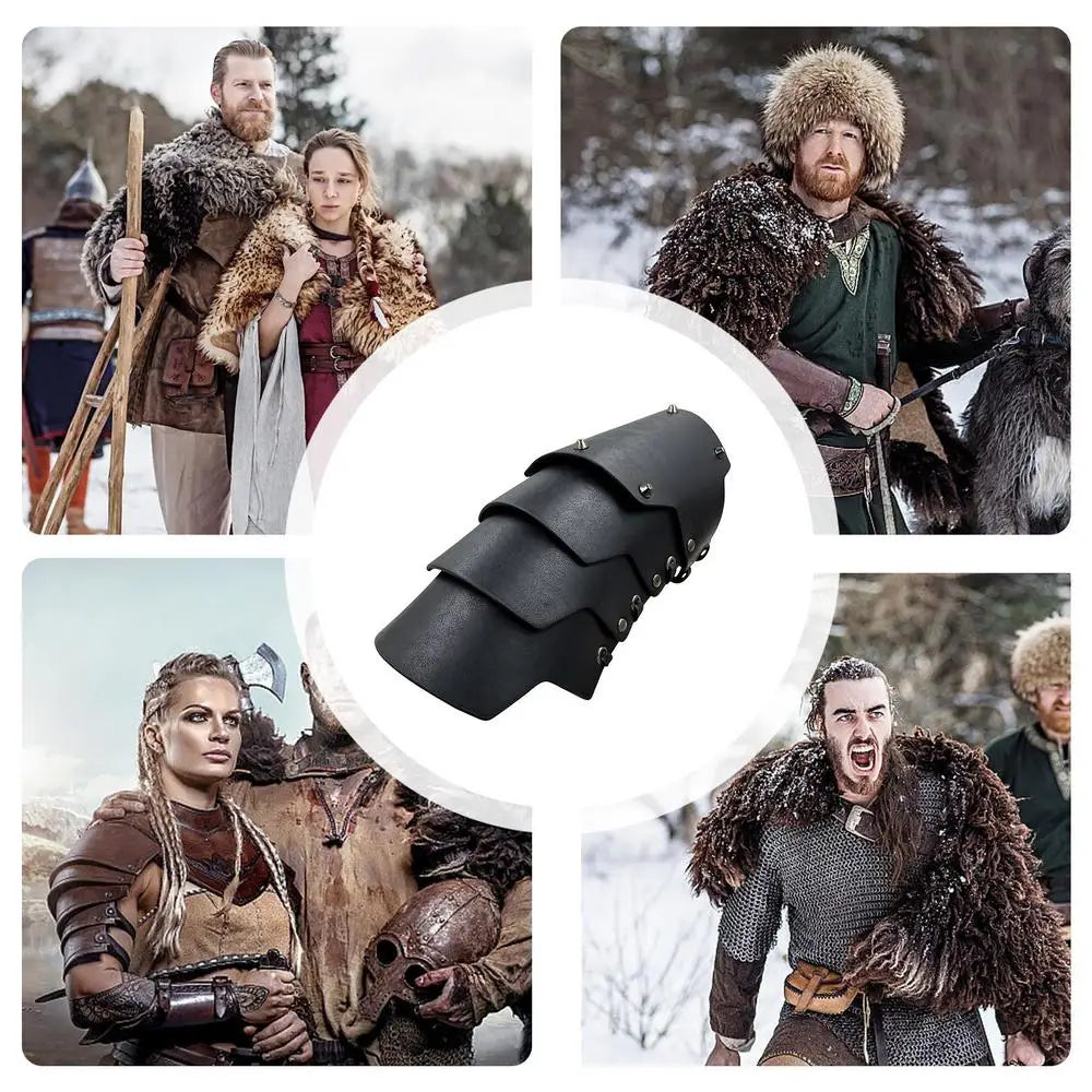 Viking Leather Arm Guards Cosplay Arm Bracers PU Leather Costume Bracer Viking Bracers Cosplay Arm Bracers For Historical