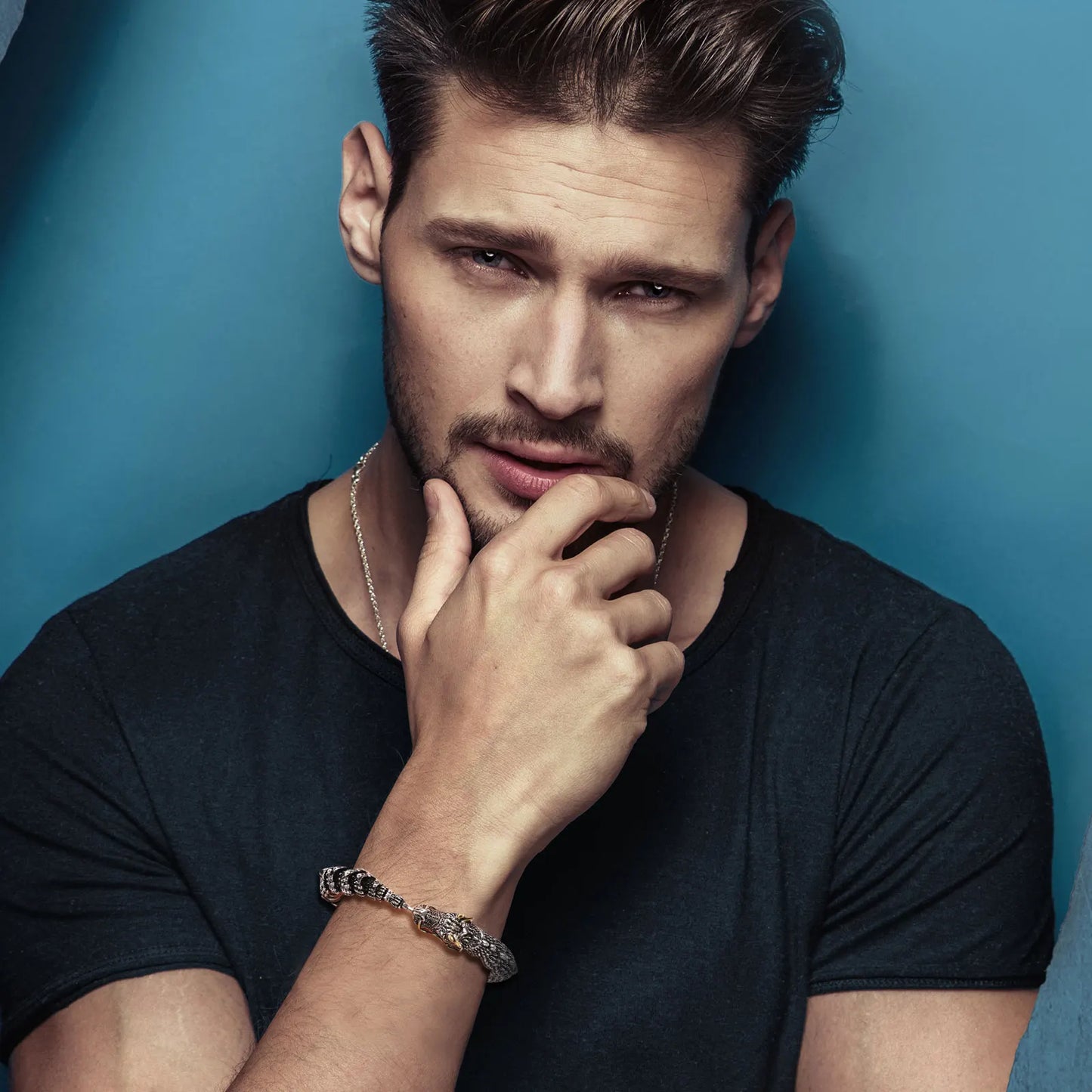 BONISKISS Men's Superior Dragon Bracelet Flexible Bendable Stainless Steel Snake Chain Charming Vintage Jewellery Unique Gift