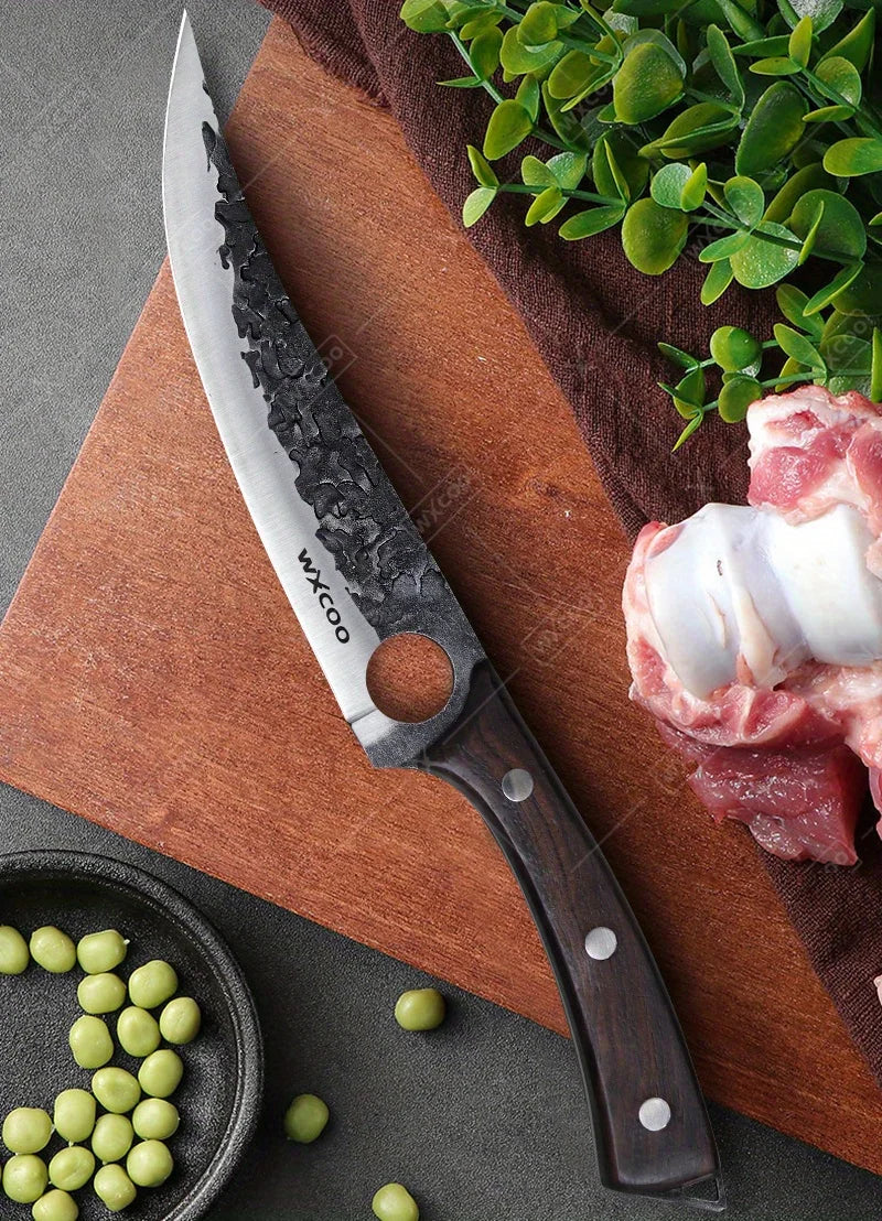 1 PC High Carbon Steel Boning Knife with Sheath Professional Kitchen Knife Multipurpose Fruit Vegetable Meat Fish Cleaver Sharp