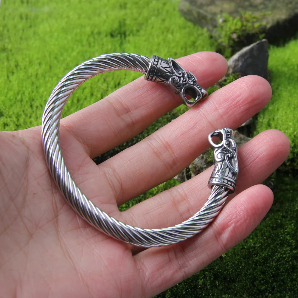 Never Fade Nordic Viking Norse Dragon Scandinavian Bracelet Men Wristband Cuff Bracelets stainless steel with gift bag