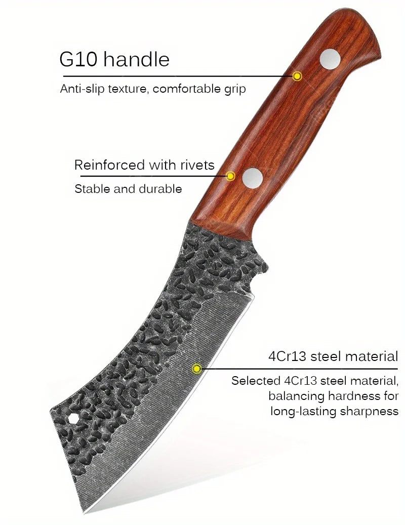 2 PCS Pocket Knife Hand Forged High Carbon Steel Kitchen Knives Multipurpose Cooking Knives Stainless Steel Butcher Boning