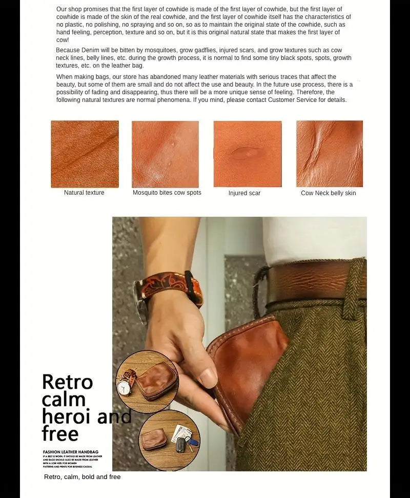 1pc Viking Sporran Retro Style Handcrafted Leather Genuine Cowhid Card Wallet Card Case Pouch Coin Purse Wallet