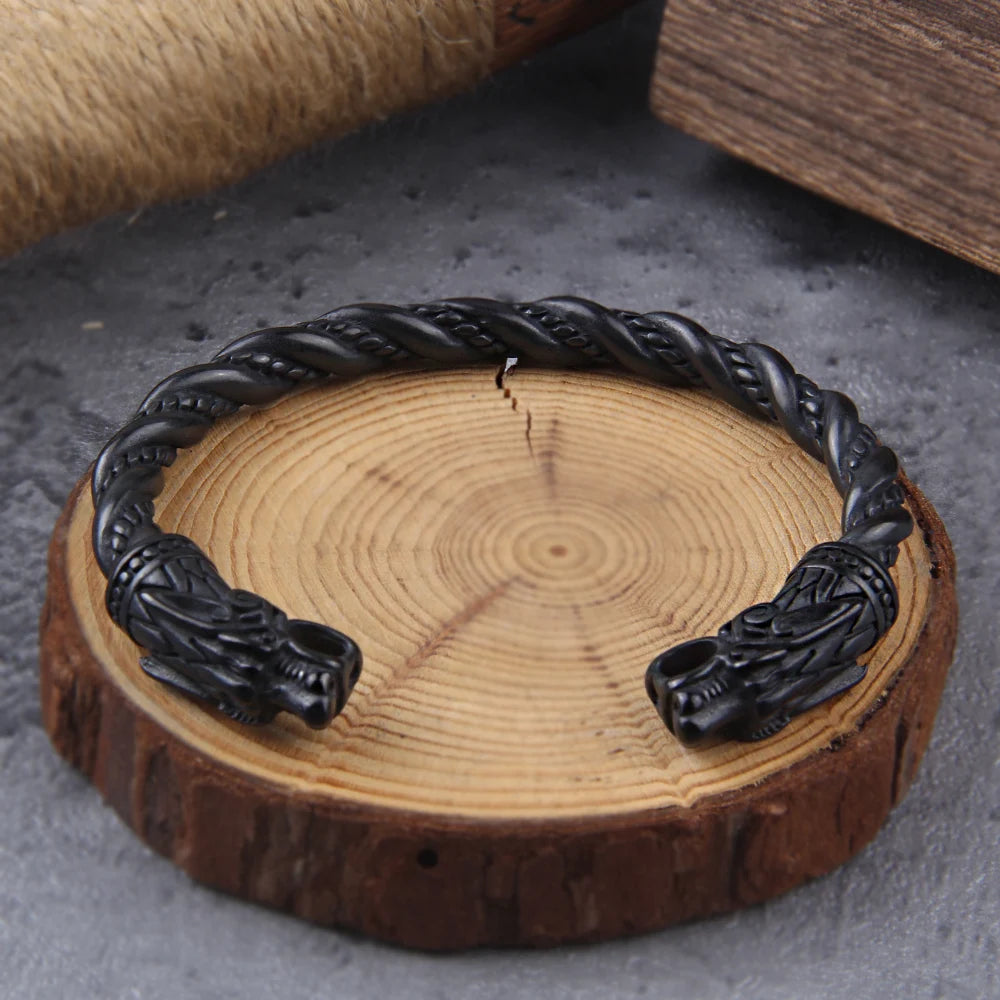 Black Stainless Steel Nordic Viking Norse Dragon Bracelet