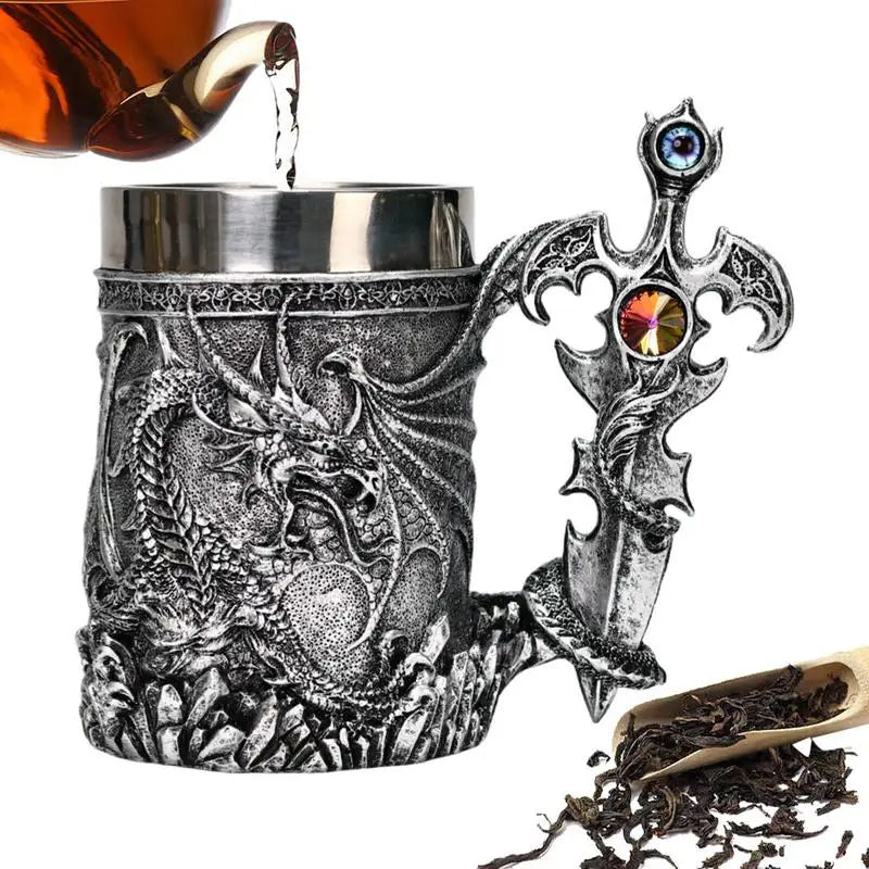 600ml Medieval Dragon Mug Medieval Viking Dragon Beer Mug Large Capacity Barrel Mug Vintage Coffee Mug Viking Tea Mug Water cup