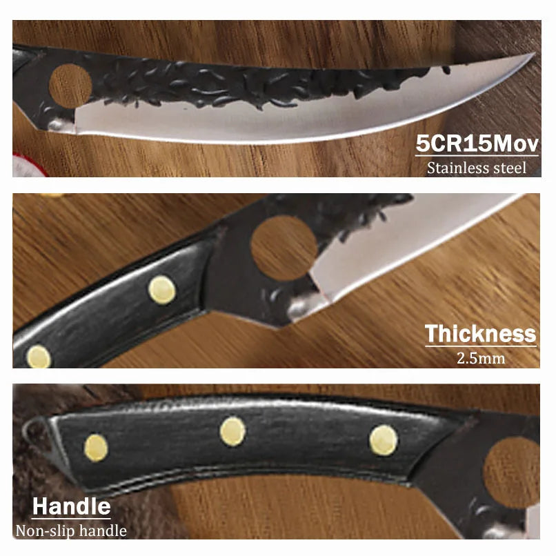 3Pcs Multipurpose Mini Knife Set Stainless Steel Pocket Knife High Carbon Chef Knife with Laser Damascus Pattern