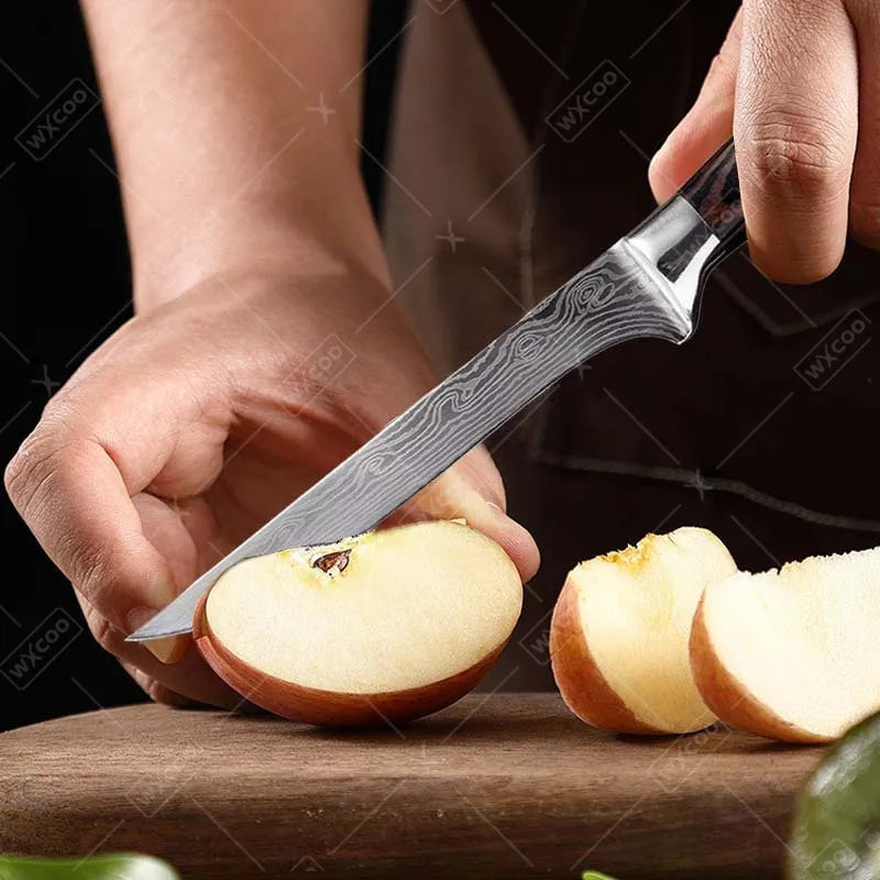 9 Pcs Kitchen Chef Knife Set High Carbon Stainless Steel Damascus Chef Knife Boning Knife Cleaver Santoku Slicer Vegetable