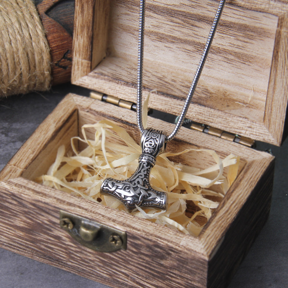 Stainless Steel Small Thor's Hammer Viking Necklace