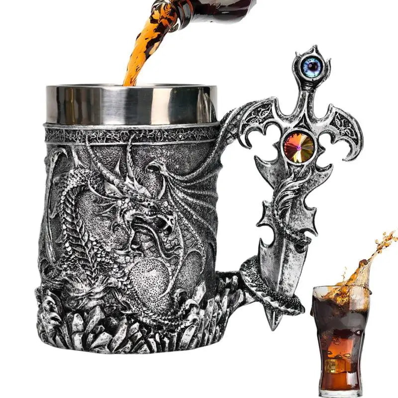 600ml Medieval Dragon Mug Medieval Viking Dragon Beer Mug Large Capacity Barrel Mug Vintage Coffee Mug Viking Tea Mug Water cup