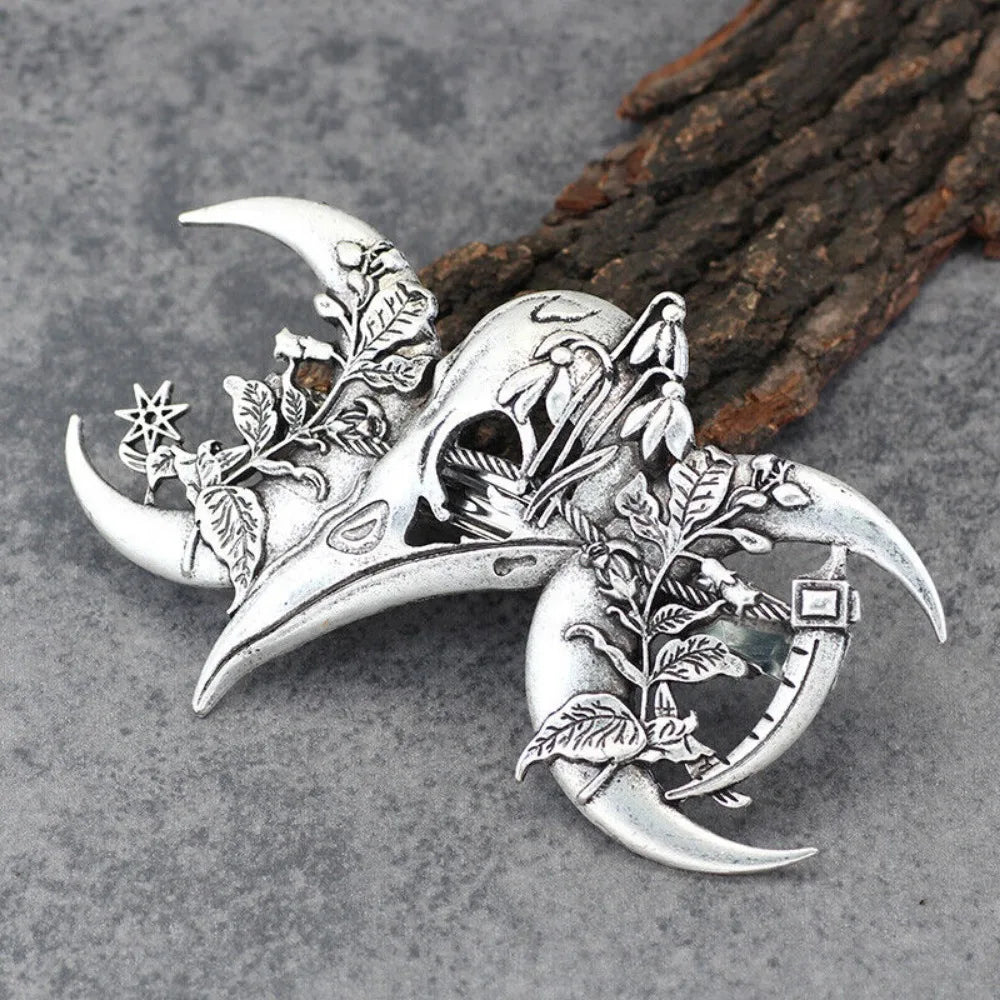 4PCS Witch Viking Norse celtic raven skull Barrette Hairpin Gothic Hair Accessory
