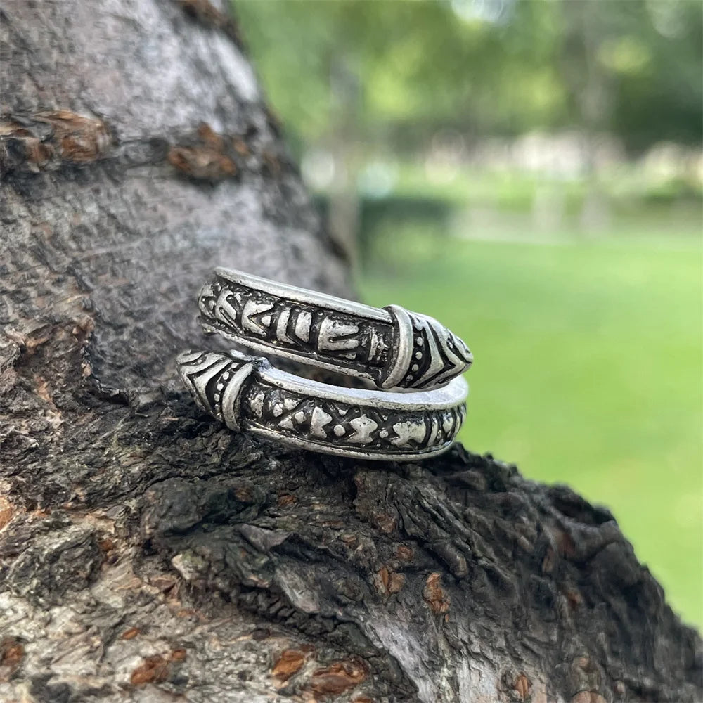 Dragon Norse Viking Runes Ring