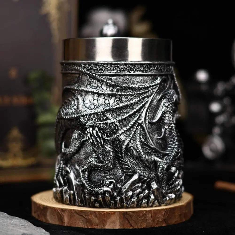 600ml Medieval Dragon Mug Medieval Viking Dragon Beer Mug Large Capacity Barrel Mug Vintage Coffee Mug Viking Tea Mug Water cup