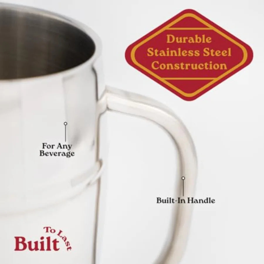 Beer Mugs Viking Cup for Beer Enthusiasts 34 oz Stainless Steel Mug with Handle Unique Barrel Stein for Men Ideal Coffee Tumble
