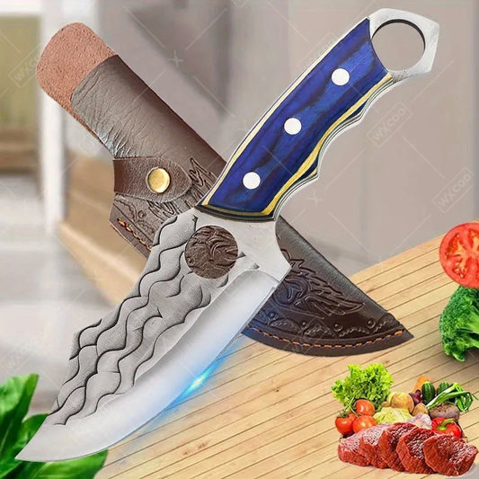 1 PC Stainless Steel Professional Kitchen Knife Handmade Forged Boning and Slicing Cleaver with Wooden Handle