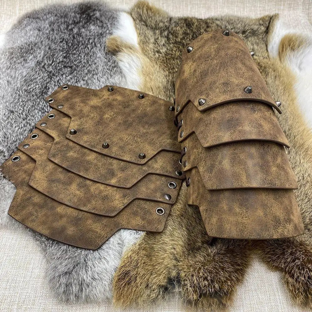 Viking Leather Arm Guards Cosplay Arm Bracers PU Leather Costume Bracer Viking Bracers Cosplay Arm Bracers For Historical