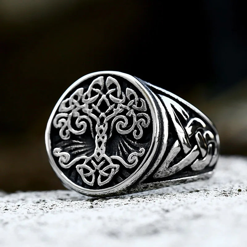 Stainless Steel Tree of Life Signet Ring