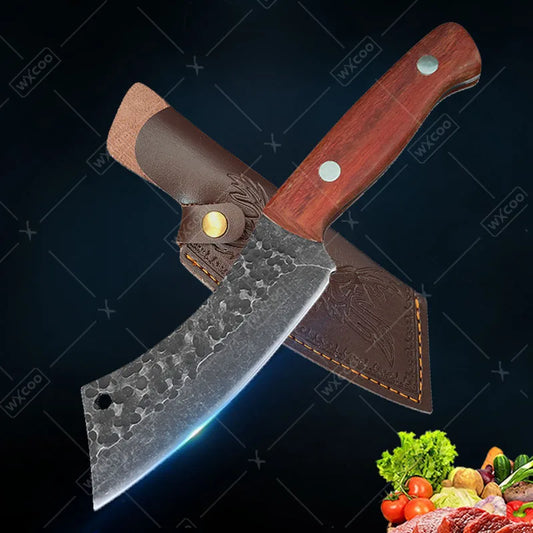 1PC Forging Boning Knife Stainless Steel Small Pocket Knife Barbecue Cleaver Outdoor Meat Cooking Wood Handle