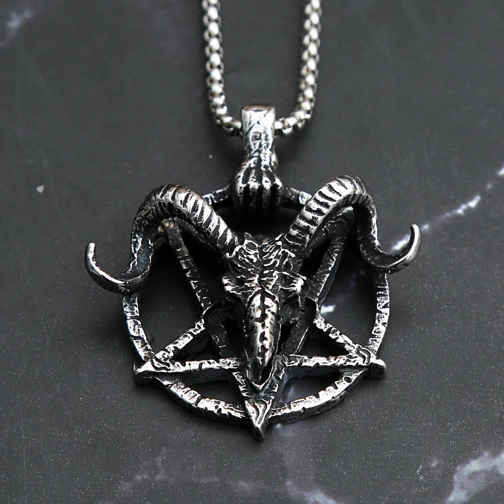 Stainless Steel Viking Black Bull Head Necklaces