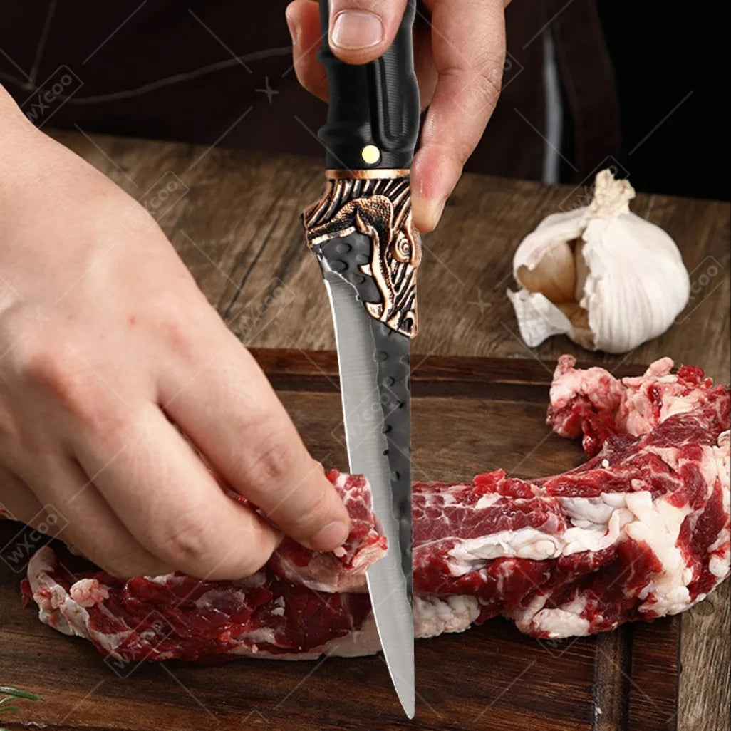 1/5/6PCS Handmade Chef Knife Set Stainless Steel Kitchen Knives Professional Multipurpose Beef Boning Sashimi Utility Cutting