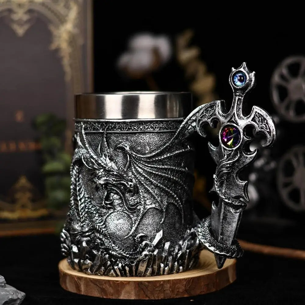 600ml Medieval Dragon Mug Medieval Viking Dragon Beer Mug Large Capacity Barrel Mug Vintage Coffee Mug Viking Tea Mug Water cup