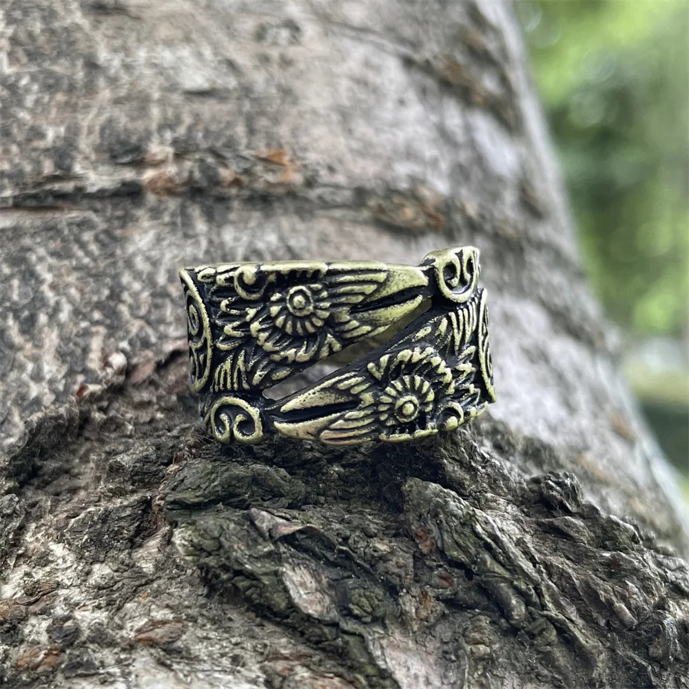 Norse Viking Odin's Raven Ring Adjustable
