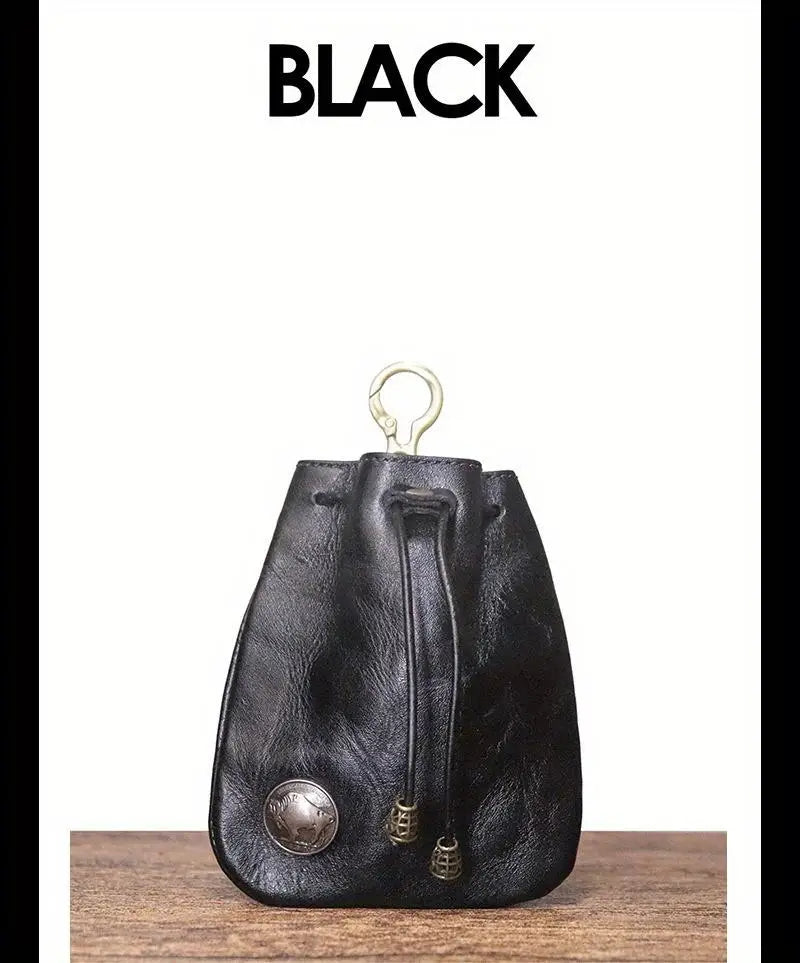 1pc viking sporran mini Soft Retro style Handcrafted Genuine Cowhide Change Holder Pouch Coin Purse Keychain for men and women