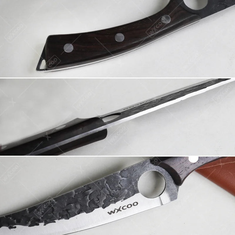 4PCS Stainless Steel Knife Set Professional Handmade High Quality Sharp Kitchenware Boning Meat Cleaver Fruit Knife with Covers