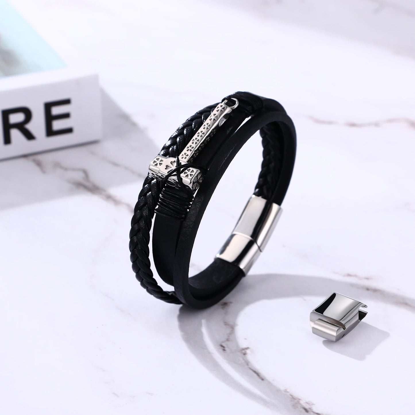 BONISKISS Vintage Viking Thor's Hammer Leather Bracelet Mens Nordic Runes Mjolnir Wristband Punk Handmade Amulet Jewelry Gift