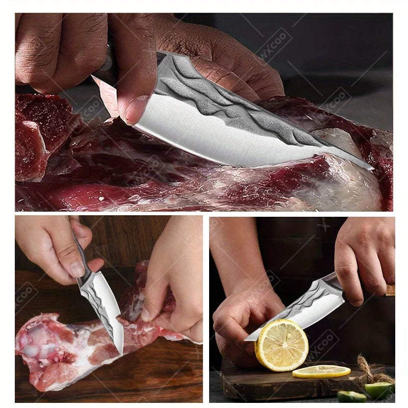 2PCS Kitchen Utility Butcher High Carbon Steel Stainless Steel Cleavers Meat Boning Slicing Chef Knives
