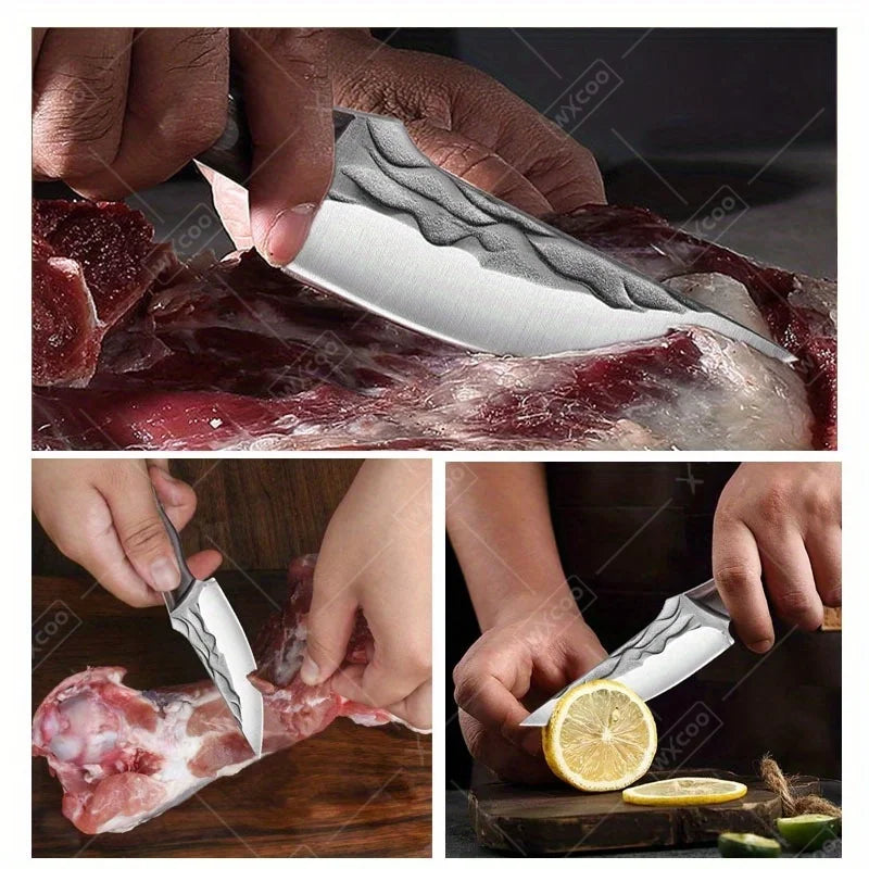 2PCS Kitchen Utility Butcher High Carbon Steel Stainless Steel Cleavers Meat Boning Slicing Chef Knives