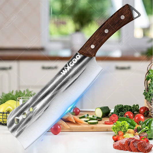 1 PC/3 PCS Stainless Steel Meat Cleaver Sharp Boning Knife Kitchen Utility Knife Handmade Forged Multipurpose Tool Wooden Handle