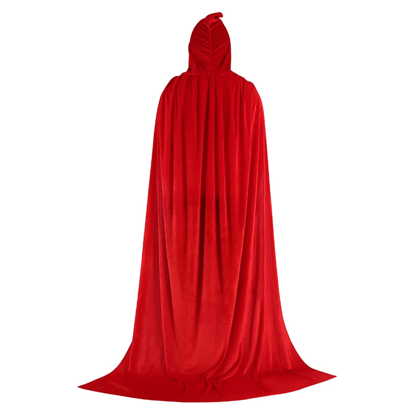 Medieval Hooded Cloak Unisex Multiple Sizes Solid Color Velvet Halloween Witch Cape Vintage Holiday Party Stage Long Poncho