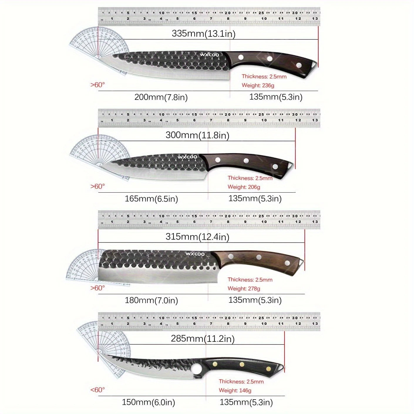 3PCS/4PCS/5PCS/6PCS Professional Utility Knife High Quality Stainless Steel Chef Knife Set Handmade Boning Knife Sharp Meat